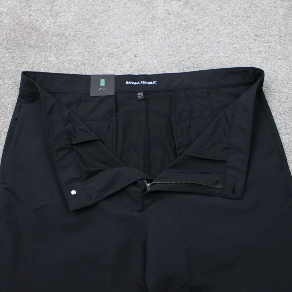 Banana Republic Pants NWT Mens 40x34 Black‎ Flat Front Straight Leg Polyester